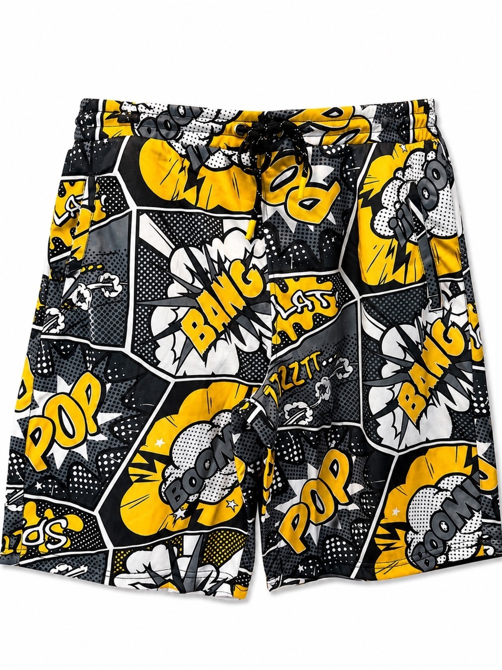NWT Drill Clothing Co. Oh Snap! Comic Book Style Graphic Board Shorts, Size L